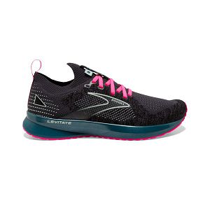 Brooks Levitate StealthFit 5 Womens Road Running Shoes Black/Blue/Pink | USA-MRN635104